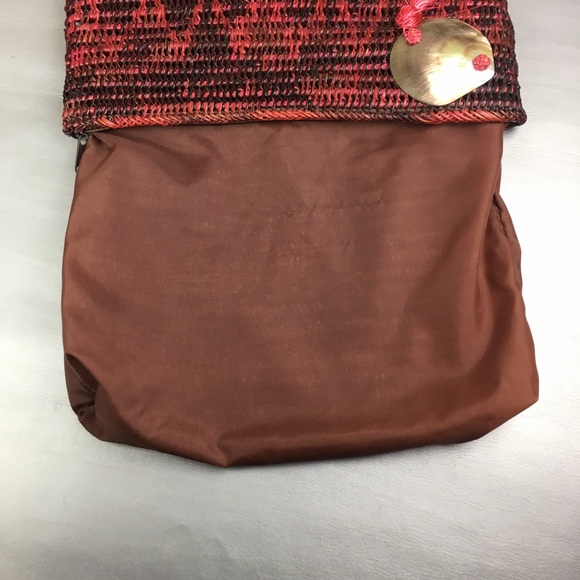 Vintage Mister Ernest red and black wicker structured clutch handbag - Picture 7 of 11